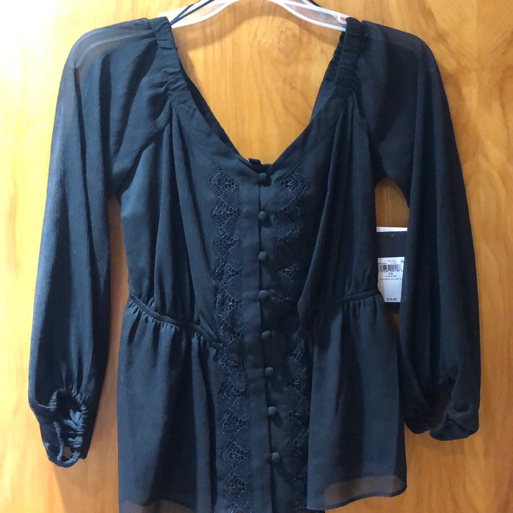 New w/ tags Guess XS black sheer long sleeve shirt